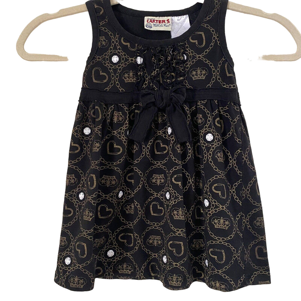 🌵Vintage Carter's Watch the Wear Toddler Girls Crown Heart Chain Link Dress - 3T